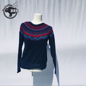 Merona dark blue and red patterned sweater size M